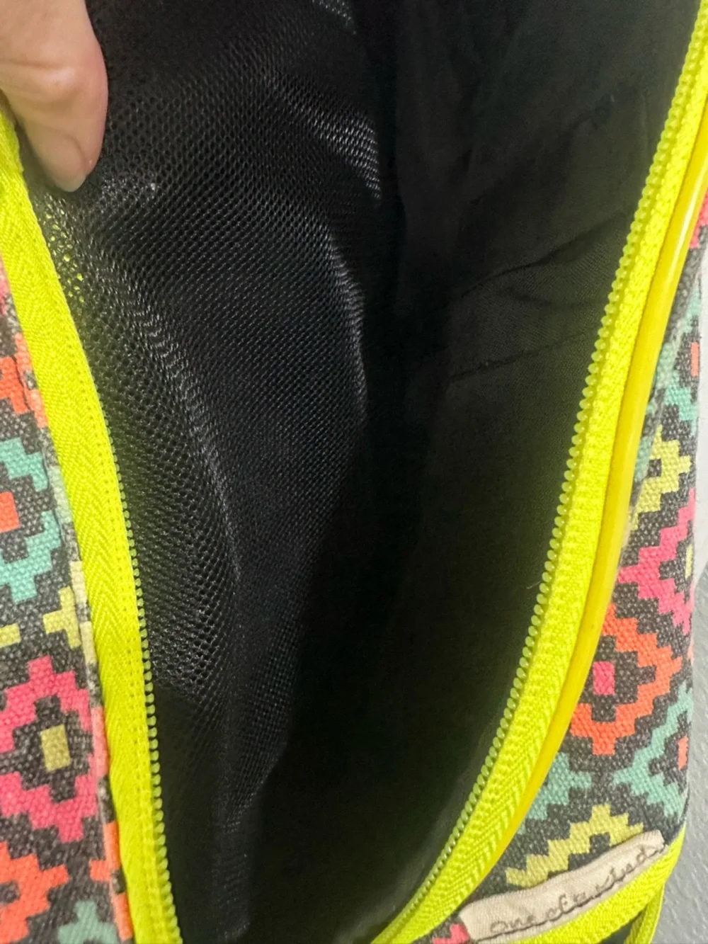 Kavu Neon Geo Pattern Sling Backpack - Yellow Trim
